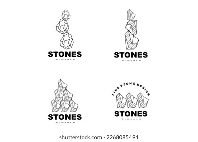 Stone Logo, Vector Stone Modern With Geometry Line Style, Design For Aesthetic Decoration, Brand Modern Product, Simple Icon Abstract Aesthetic Geometry Line