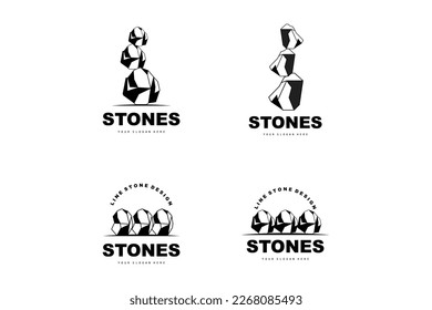 Logotipo De Piedra, Piedra Vectora Moderna Con Estilo De Línea Geométrica, Diseño Para Decoración Estética, Producto Moderno De Marca, Icono Sencillo Resumen Línea De Geometría Estética
