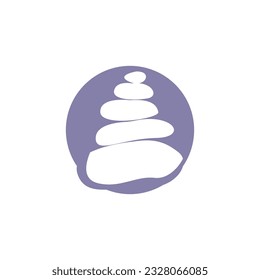 Stone Logo, Vector Zen Meditation Stone Balance Tranquility, Yoga Minimalist Simple Design, Silhouette Illustration