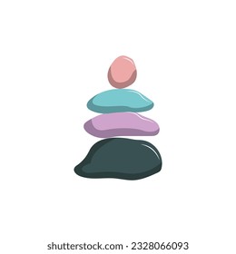 Stone Logo, Vector Zen Meditation Stone Balance Tranquility, Yoga Minimalist Simple Design, Silhouette Illustration