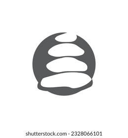 Logotipo de Piedra, Vector Zen Meditation Stone Balance Tranquilidad, Yoga Minimalista Simple Design, Silhouette Illustration
