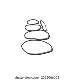 Stone Logo, Vector Zen Meditation Stone Balance Tranquility, Yoga Minimalist Simple Design, Silhouette Illustration