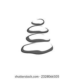 Stone Logo, Vector Zen Meditation Stone Balance Tranquility, Yoga Minimalist Simple Design, Silhouette Illustration