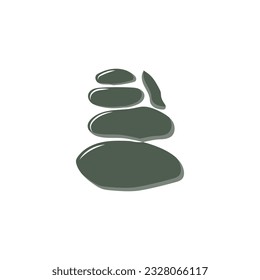 Stone Logo, Vector Zen Meditation Stone Balance Tranquility, Yoga Minimalist Simple Design, Silhouette Illustration