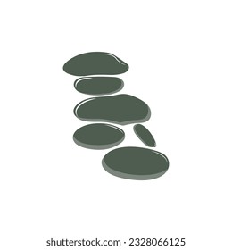Stone Logo, Vector Zen Meditation Stone Balance Tranquility, Yoga Minimalist Simple Design, Silhouette Illustration