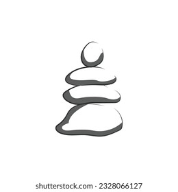Logotipo de Piedra, Vector Zen Meditation Stone Balance Tranquilidad, Yoga Minimalista Simple Design, Silhouette Illustration