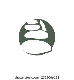 Logotipo de Piedra, Vector Zen Meditation Stone Balance Tranquilidad, Yoga Minimalista Simple Design, Silhouette Illustration