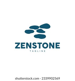 Stone Logo, Vector Zen Meditation Stone Balance Tranquility, Yoga Minimalist Simple Design, Silhouette Illustration