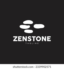 Logotipo de Piedra, Vector Zen Meditation Stone Balance Tranquilidad, Yoga Minimalista Simple Design, Silhouette Illustration
