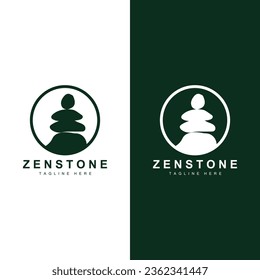 Stone Logo, Vector Zen Meditation Stone Balance Tranquility, Yoga Minimalist Simple Design, Silhouette Illustration