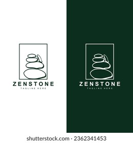 Stone Logo, Vector Zen Meditation Stone Balance Tranquility, Yoga Minimalist Simple Design, Silhouette Illustration