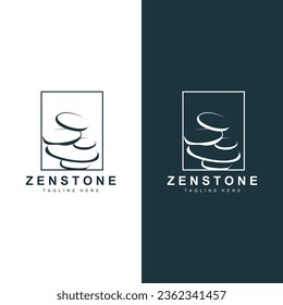Stone Logo, Vector Zen Meditation Stone Balance Tranquility, Yoga Minimalist Simple Design, Silhouette Illustration