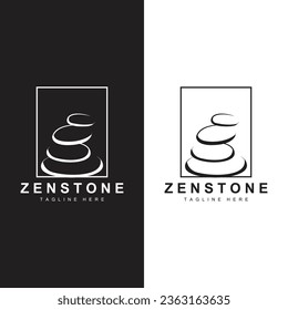 Stone Logo, Vector Zen Meditation Stone Balance Tranquility, Yoga Minimalist Simple Design, Silhouette Illustration