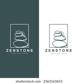 Logotipo de Piedra, Vector Zen Meditation Stone Balance Tranquilidad, Yoga Minimalista Simple Design, Silhouette Illustration