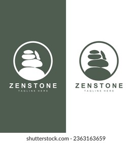Logotipo de Piedra, Vector Zen Meditation Stone Balance Tranquilidad, Yoga Minimalista Simple Design, Silhouette Illustration