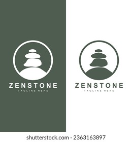 Stone Logo, Vector Zen Meditation Stone Balance Tranquility, Yoga Minimalist Simple Design, Silhouette Illustration