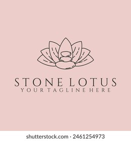 Stone Lotus Icon Line Art Logo Vektorgrafik Symbol Illustration Design