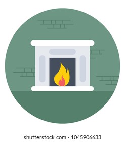 
A stone made structure with fire symbolising a burning fireplace
