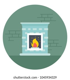 
A stone made structure with fire symbolising a burning fireplace
