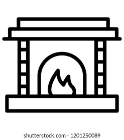A stone made structure with fire symbolising a burning fireplace