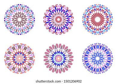 Stone mandala logo set - geometrical round abstract vector graphics
