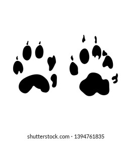 Stone Marten Footprint. Black Silhouette Design. Vector Illustration.