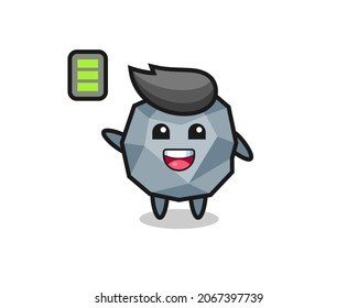 stone mascot character with energetic gesture , cute style design for t shirt, sticker, logo element