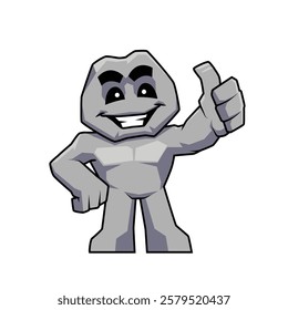 stone mascot character thumb up pose