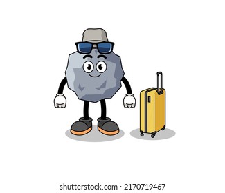 mascota de piedra haciendo vacaciones , diseño de caracteres