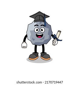 stone mascot with graduation pose , character design