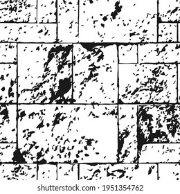 Stone masonry  Vector seamless pattern  Black  color white background 