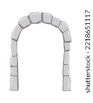 Stone medieval arch flat illustration