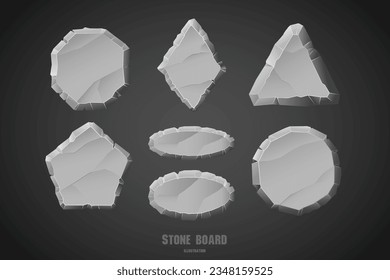 Pizarra de menú de piedra, botón de rock, pancarta de piedra gris, elemento ui de piedra
