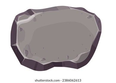 Stone menu panel, rock frame in comic cartoon style textured isolated on white background. Empty plate, interface template.