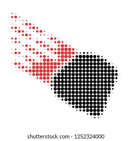 Stone meteorite halftone dotted icon. Halftone array contains circle elements. Vector illustration of stone meteorite icon on a white background.