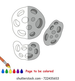 Stone Meteorites, the coloring book to educate preschool kids with easy gaming level, the kid educational game to color the colorless half by sample.