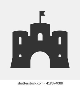 Stone middle age castle logo icon. Vector illustration.
