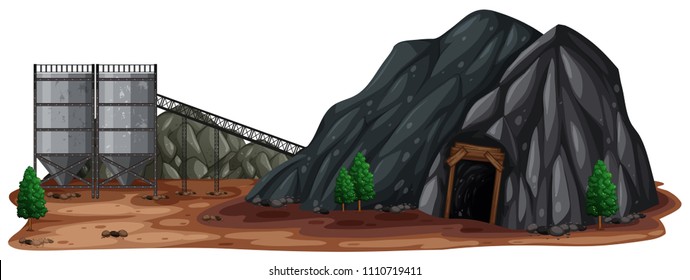 Eine Steinmine auf weißem Hintergrund, Illustration