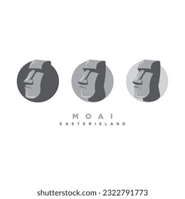 Stone moai face statue logo design badge