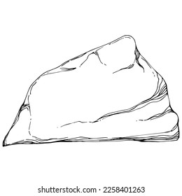 Stone Monochrome sketch vector. Gravel And Pebble. Natural Rocky Slate Lump Engraving Template Hand Drawn In Retro Style Black And White Illustration