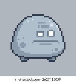 Stone monster character in pixel art style with isolated background