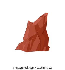 Steinberg in der Wüste, Cartoon-FlachVektorgrafik einzeln auf weißem Hintergrund. Felsbrocken, raues Canyon-Element. Konzept der Natur und Geologie.