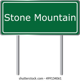 Stone Mountain , Georgia , road sign green vector illustration, road table, USA city