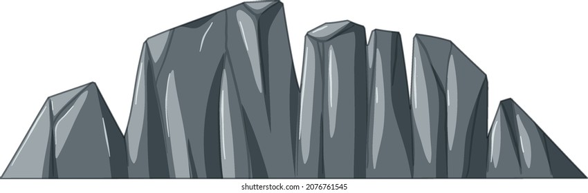 Volcán de montaña de piedra en ilustración de estilo caricatura