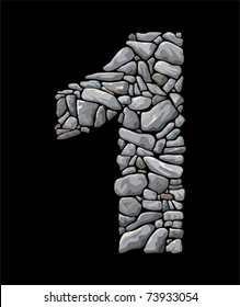 Stone numerals, graphically number one. See more on my portfolio