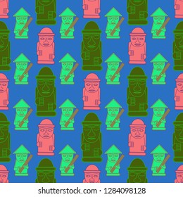 Stone object multicolor geometric harubang people seamless.