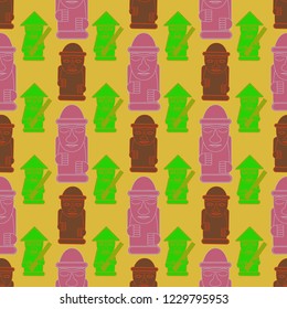 Stone object multicolored geometric harubang people seamless.