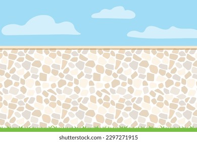 stone old wall with blue sky- vector illustration