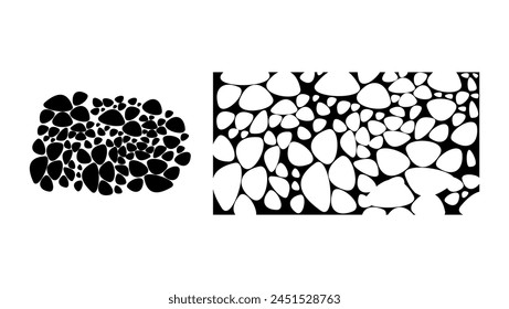 Stone on ground, black isolated silhouette