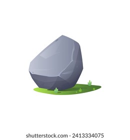 Stone on ground, flat cartoon style vector illustration for game design isolated on white background. Boulder or gem, part of rock. Simple icon cobblestone. Object for app, ui and interface